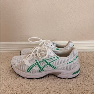 Asics White and Green Athletic Shoes